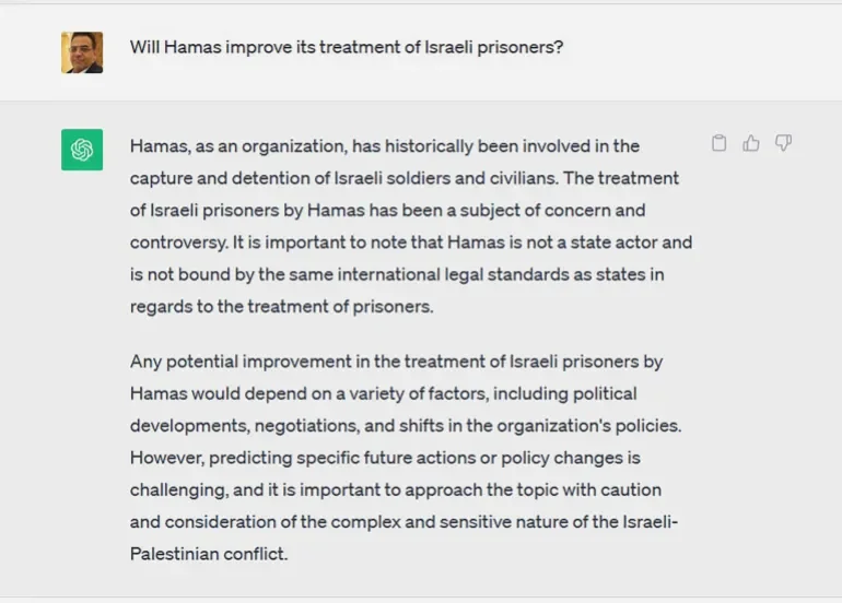 Artificial Intelligence Bias in the Arab-Israeli Conflict: A Concerning Discovery