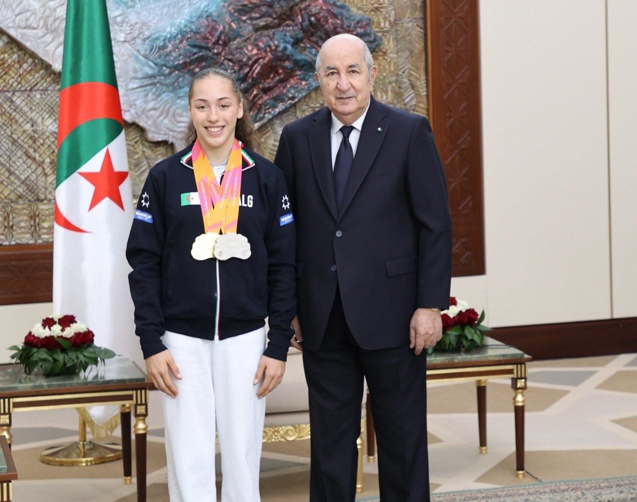 President Tebboune Welcomes Gymnastics Champion Keylia Nemour