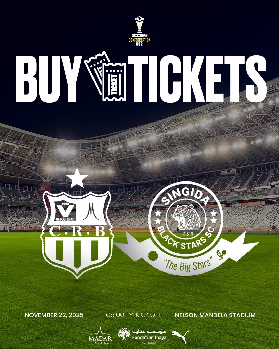 CR Belouizdad Tickets on Sale for CAF Confederation Cup Opener