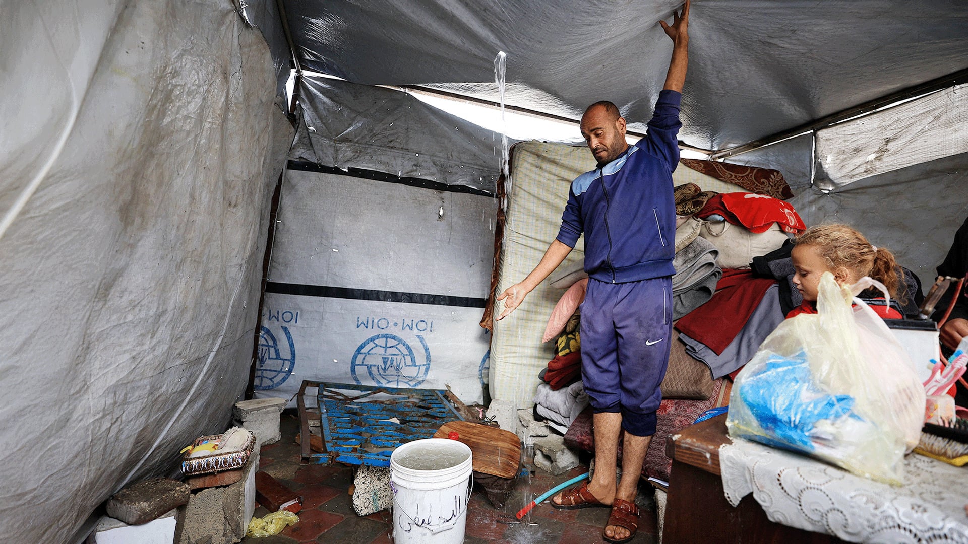 Heavy Rains Flood Gaza’s Al-Shifa Hospital, Displace Thousands