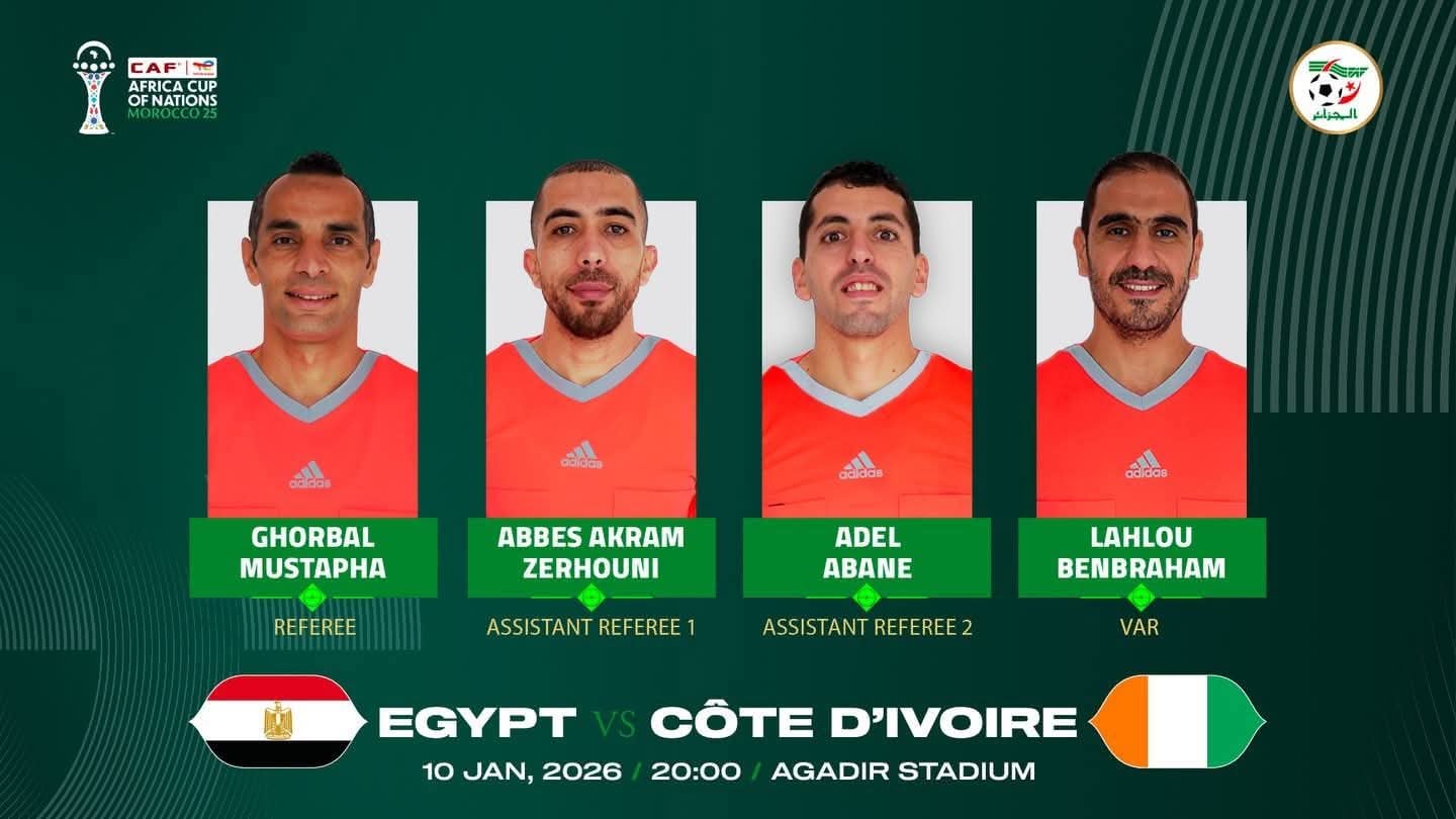 Algerian Referees to Officiate Egypt-Ivory Coast Clash