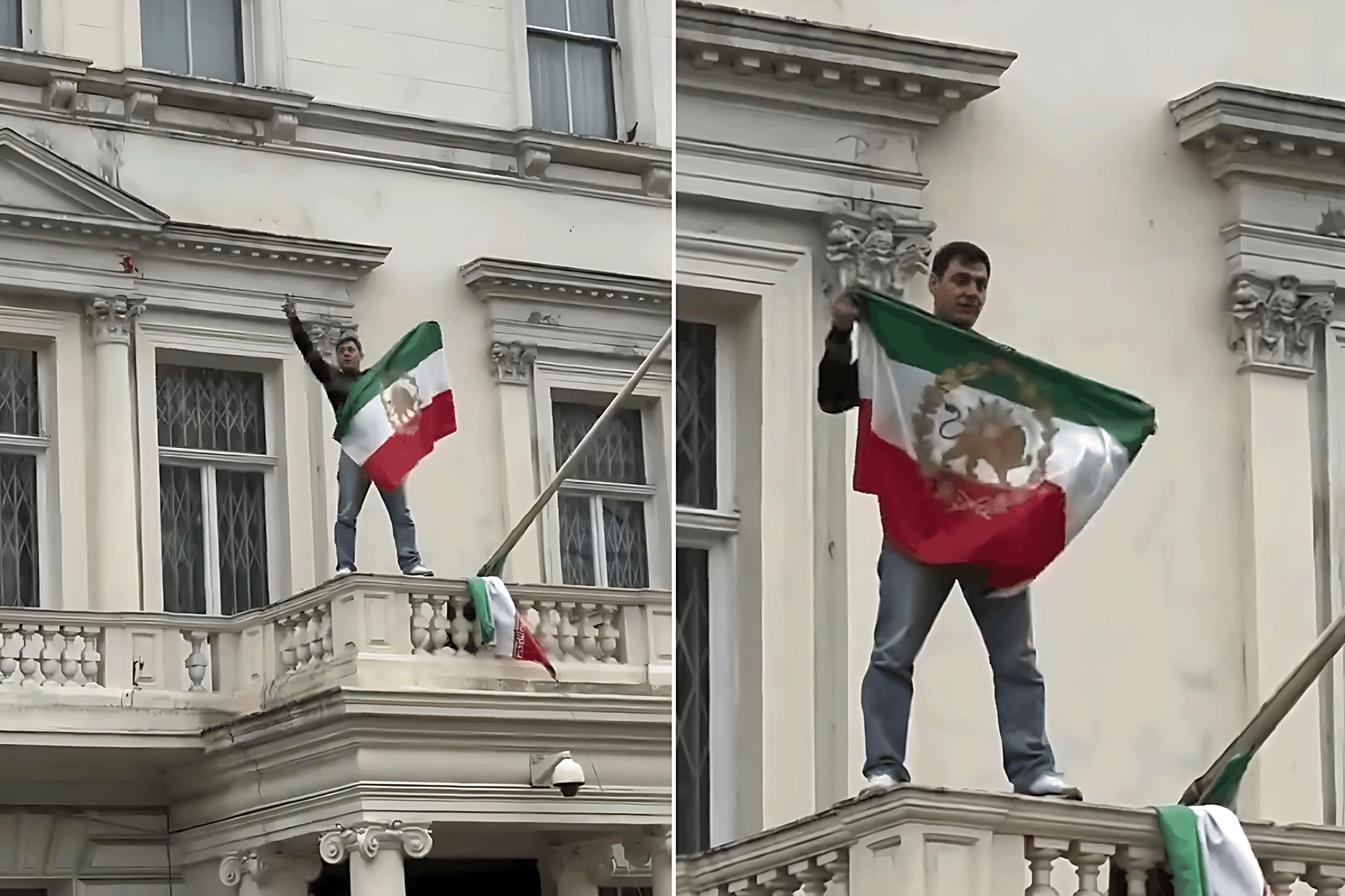 Protester Removes Iranian Flag from London Embassy