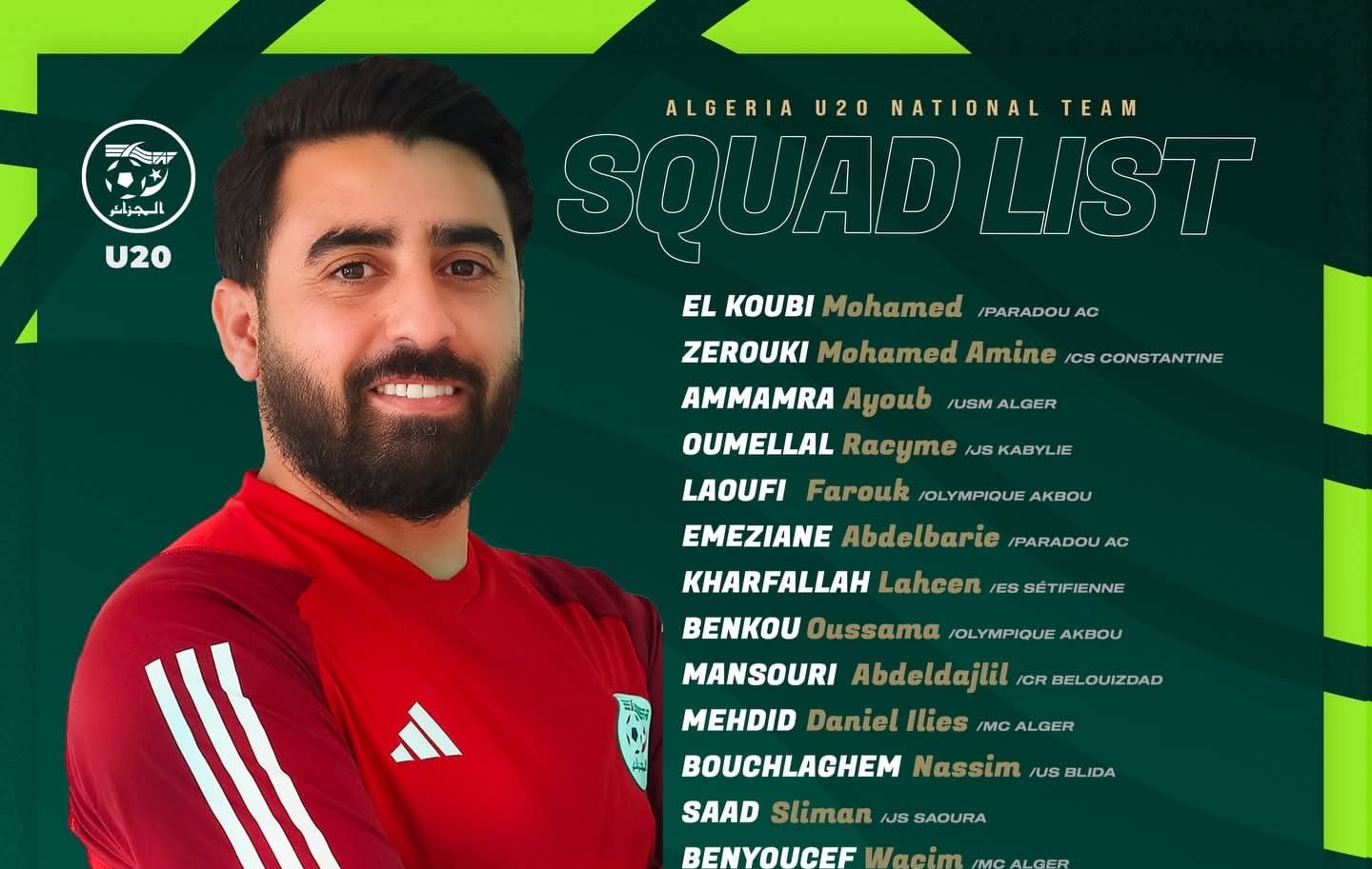 Algeria U-20 National Team Announces Training Camp Roster