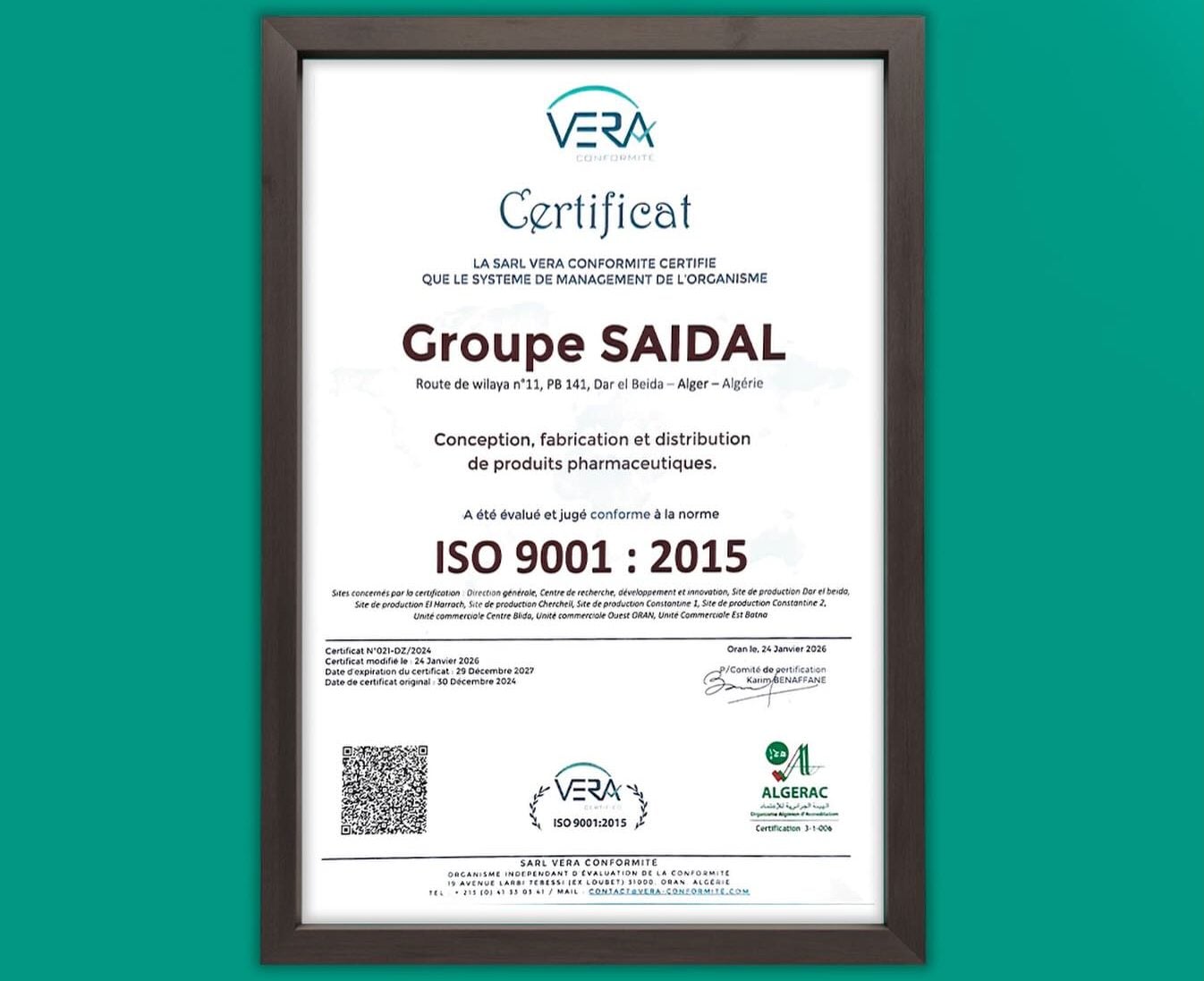 Saidal Group Maintains Quality Management System Certification