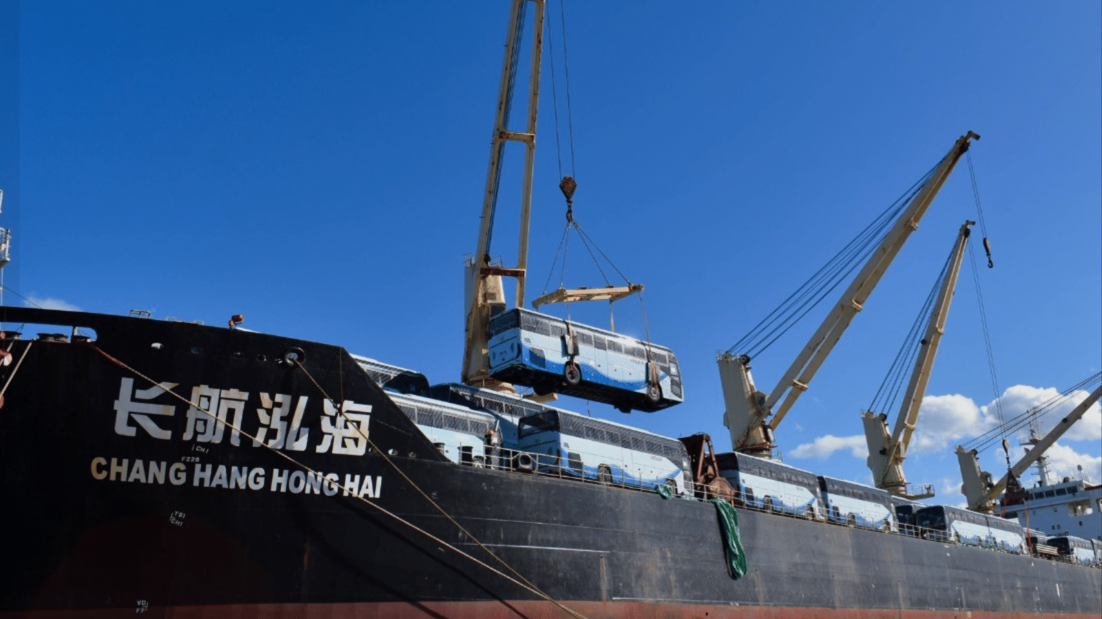 Arrival of a new shipment of imported buses