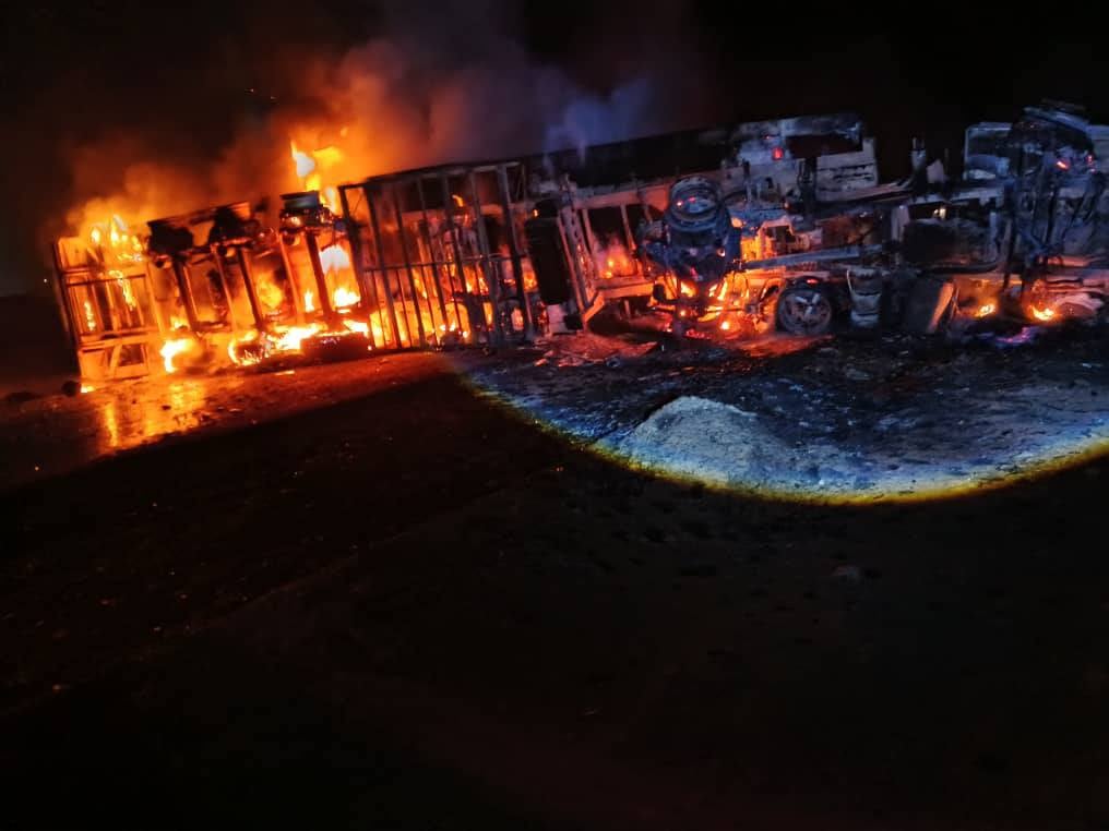 Large truck engulfed in flames in Tamanrasset