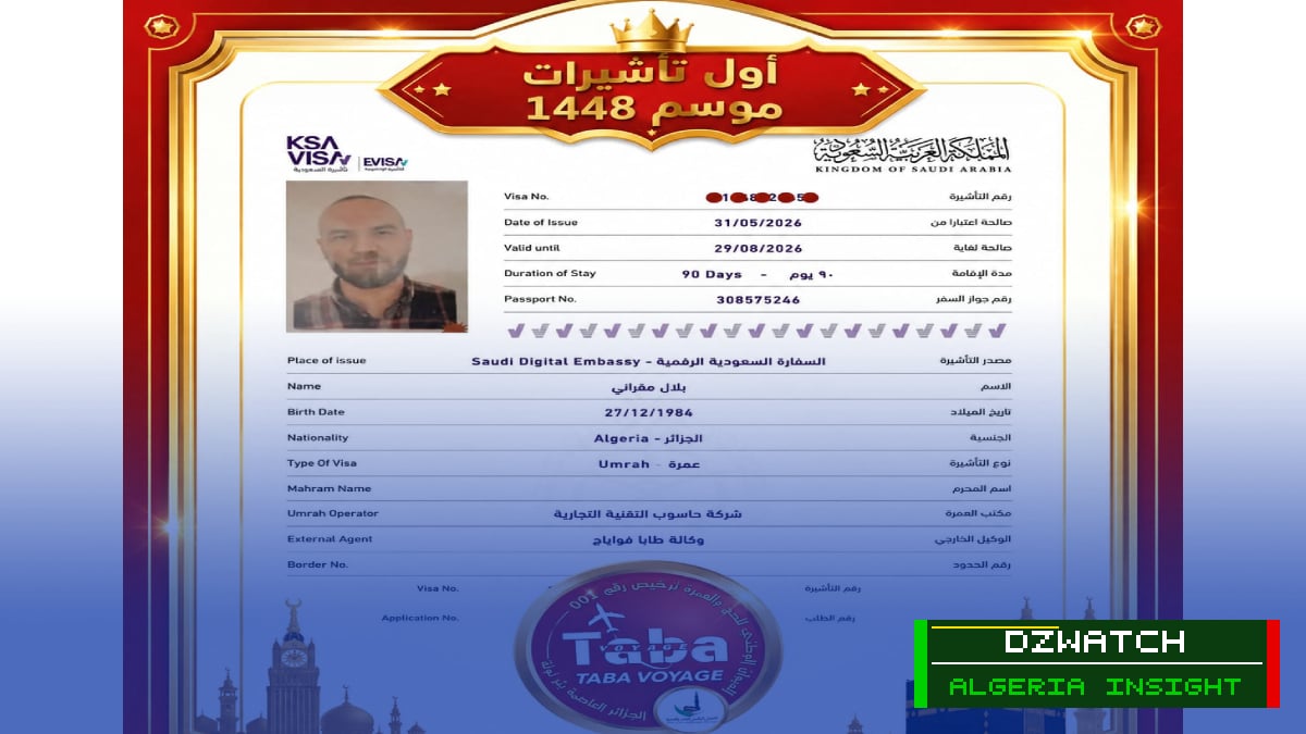 Algeria Issues First Umrah Visa for 1448 AH Season; Taba Voyages Among National Leaders