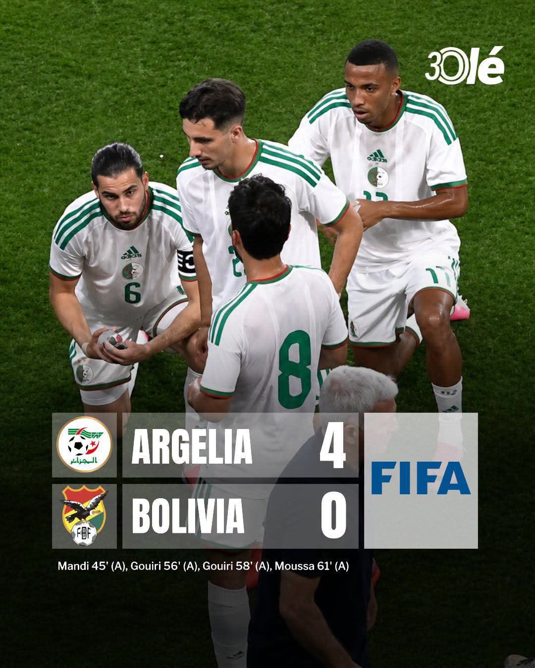 Algeria’s ‘Les Verts’ Dominate Bolivia 4-0 in Final Preparatory Match Before Argentina Clash
