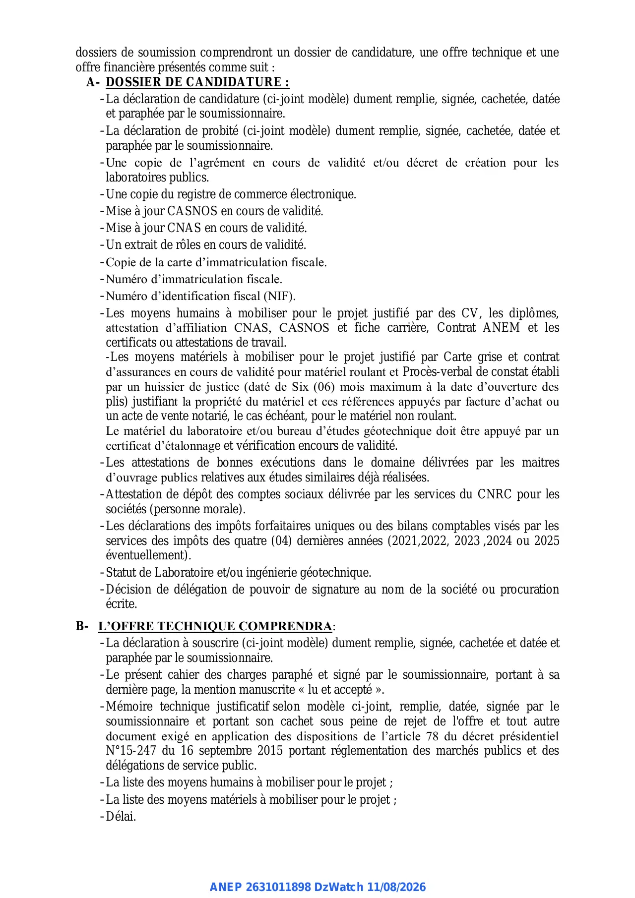 Annonce ANEP 2631011898 : AVIS D'APPEL D'OFFRE NATIONAL OUVERT AVEC EXIGENCE DE CAPACITES MINIMALES, L’AGENCENATIONALE DE L’AMELIORATION ET DU DEVELOPPEMENT DU LOGEMENT « AADL » - Direction Régionale D’ORAN