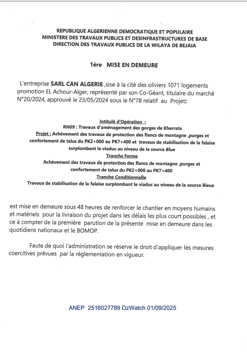 1ère MISE EN DEMEURE