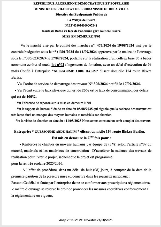 MISE EN DEMEURE N°02