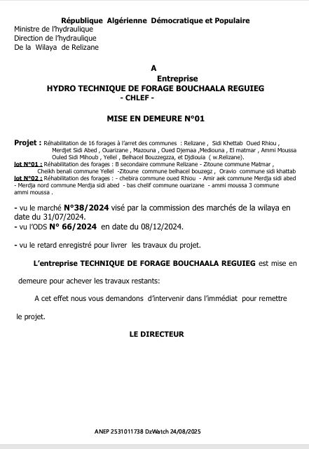 MISE EN DEMEURE N°01