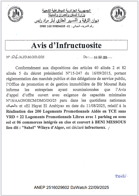 AVIS D’INFRACTUOSITÉ