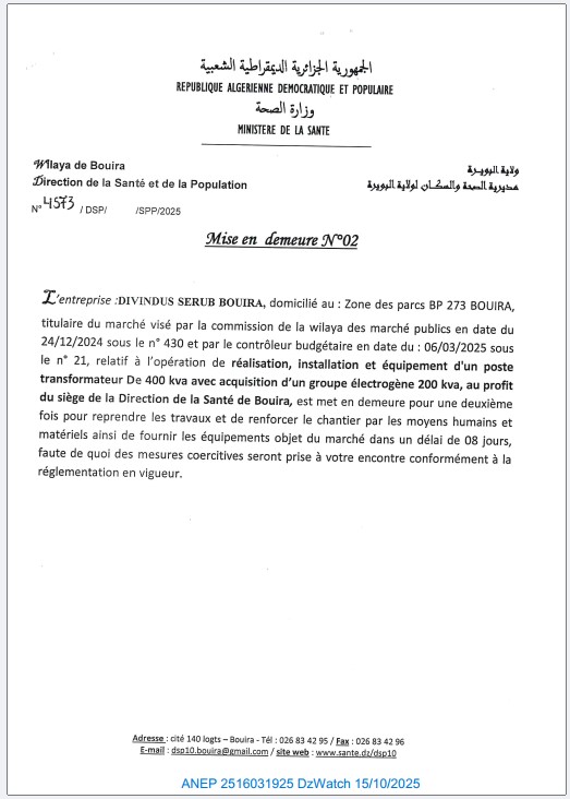 MISE EN DEMEURE N°02