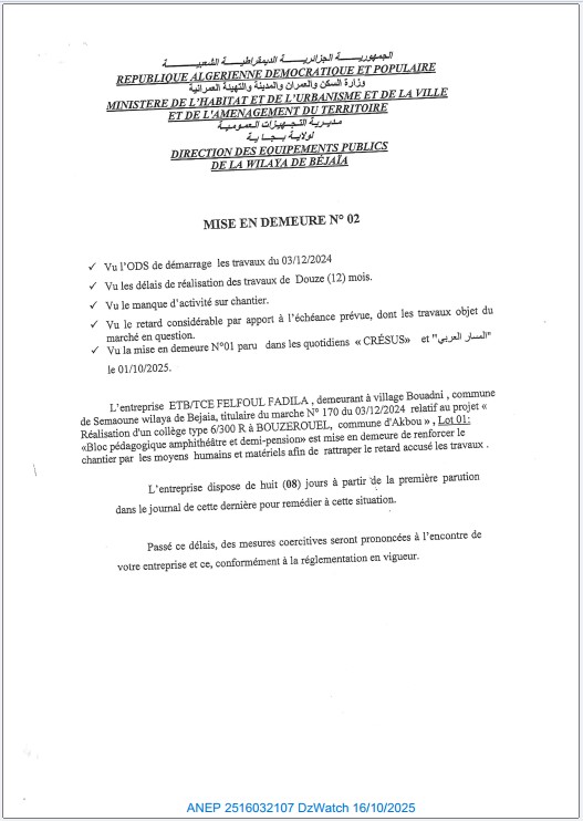 MISR EN DEMEURE N°02