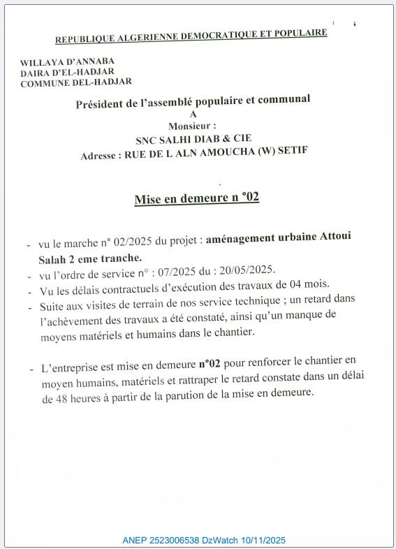 MISE EN DEMEURE N°02