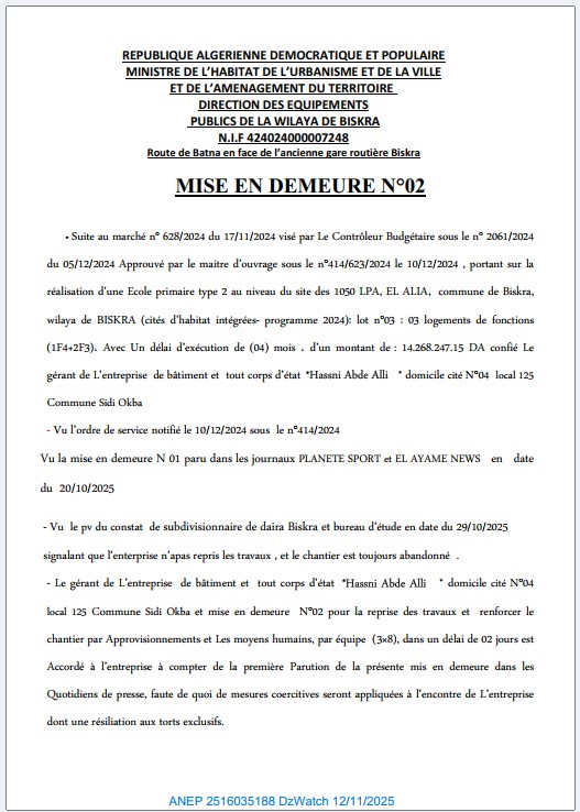 MISE EN DEMEURE N°02