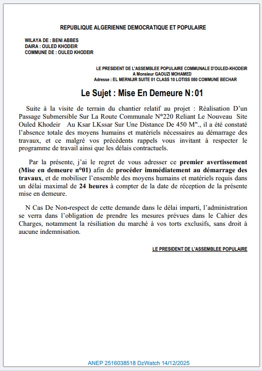 Mise En Demeure N:01