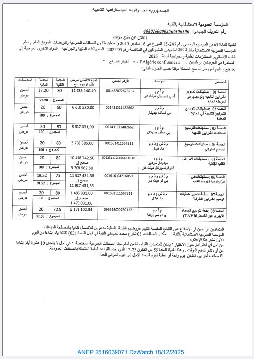 إعلان عن منح مؤقت