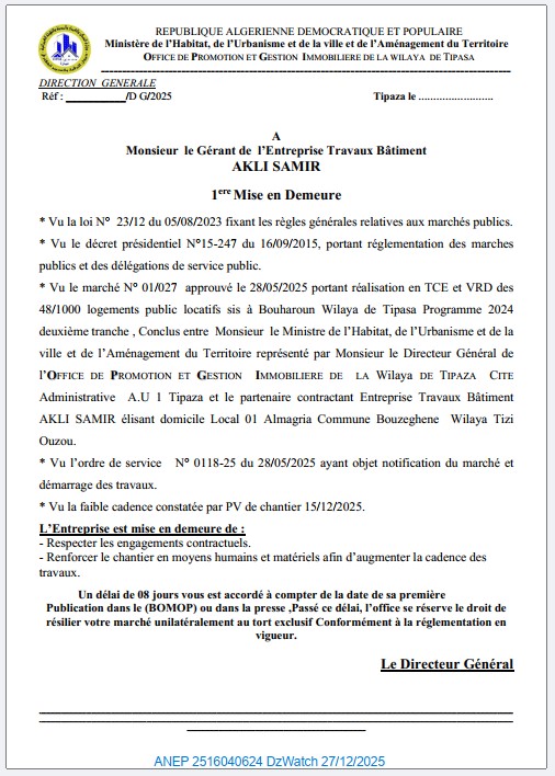 1ère Mise en Demeure