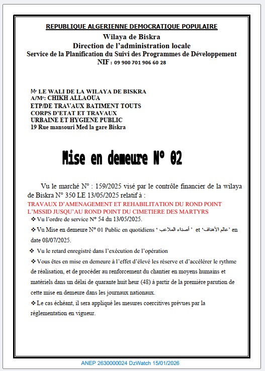 Mise en demeure N° 02