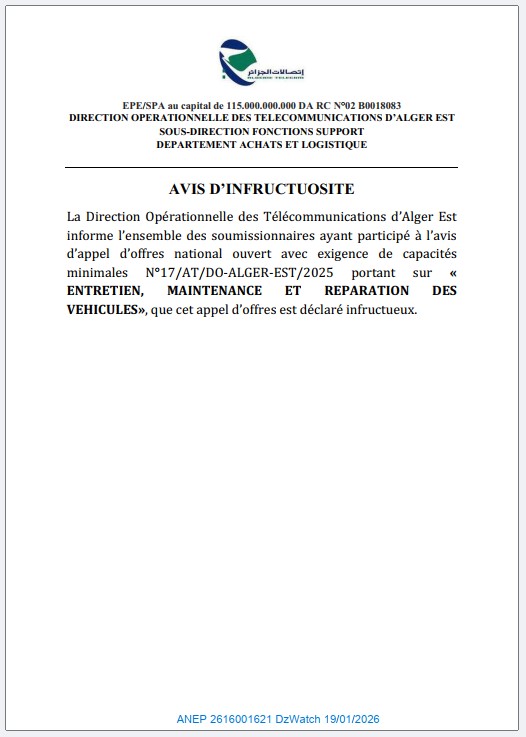 AVIS D’INFRUCTUOSITE