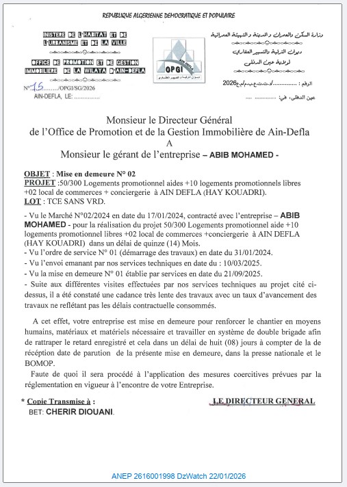 Mise en demeure N° 02