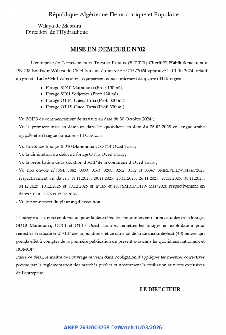 MISE EN DEMEURE N°02