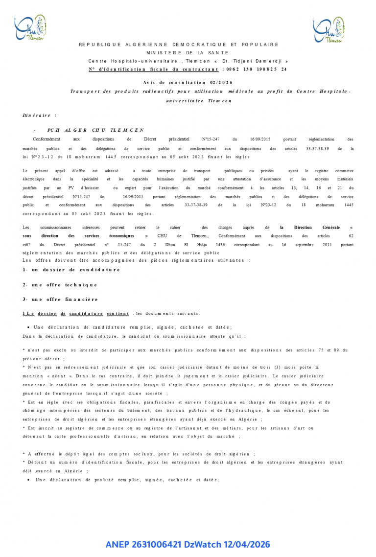 Avis de consultation