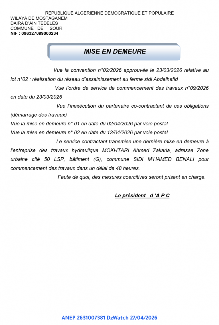 MISE EN DEMEURE