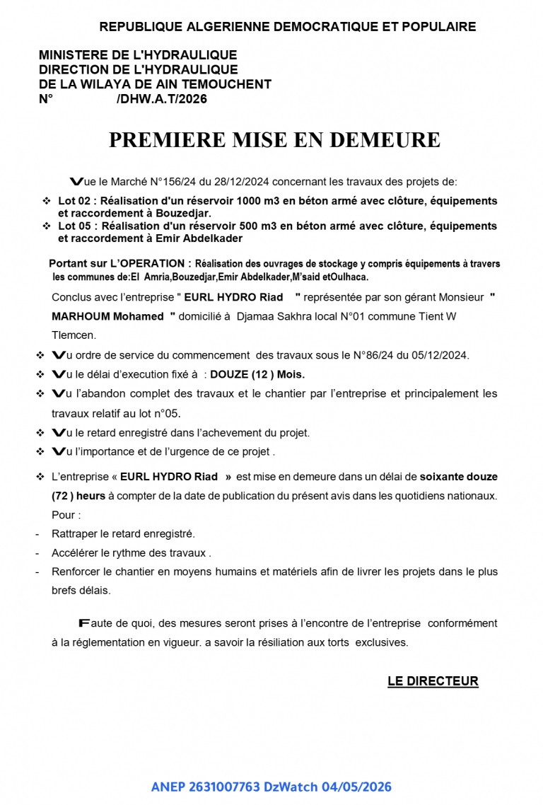 PREMIERE MISE EN DEMEURE