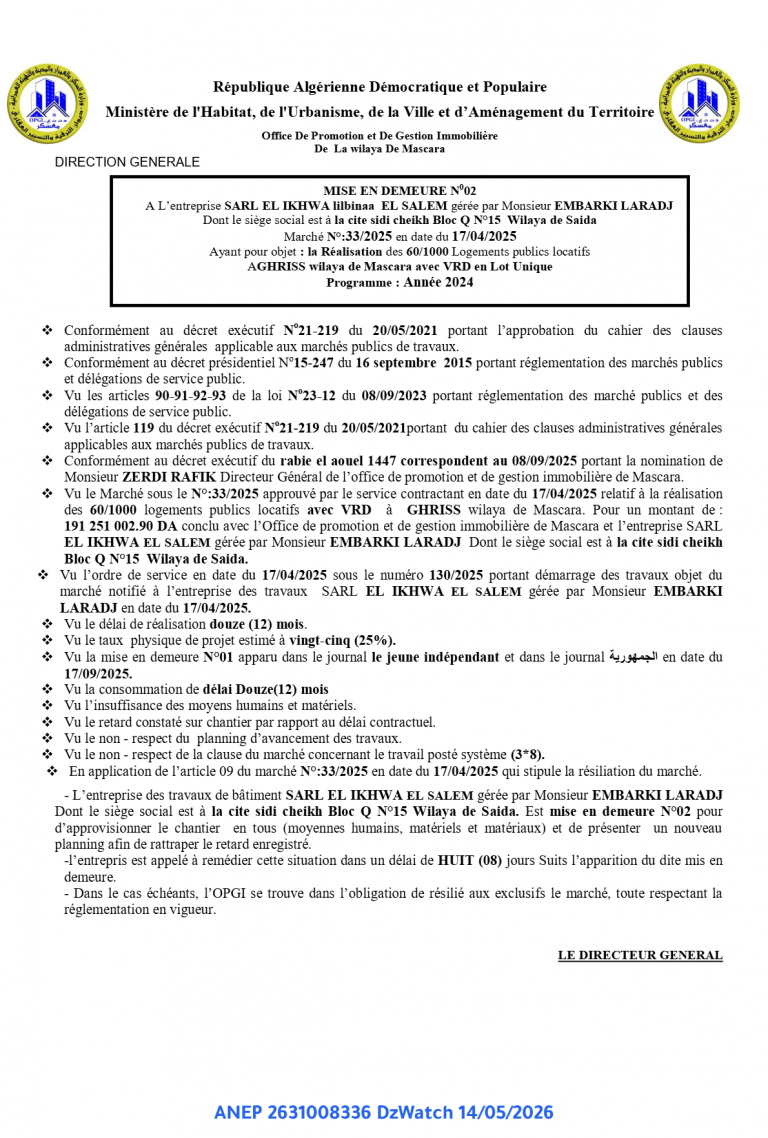 MISE EN DEMEURE N°02