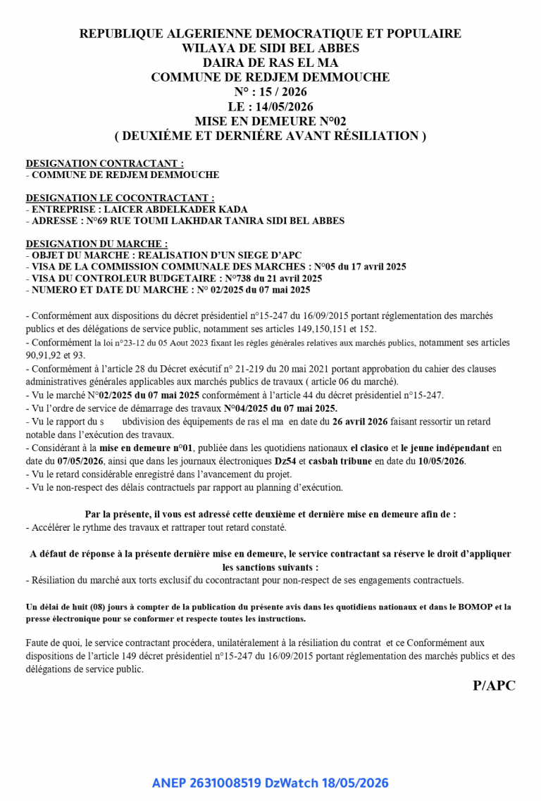 MISE EN DEMEURE N°02