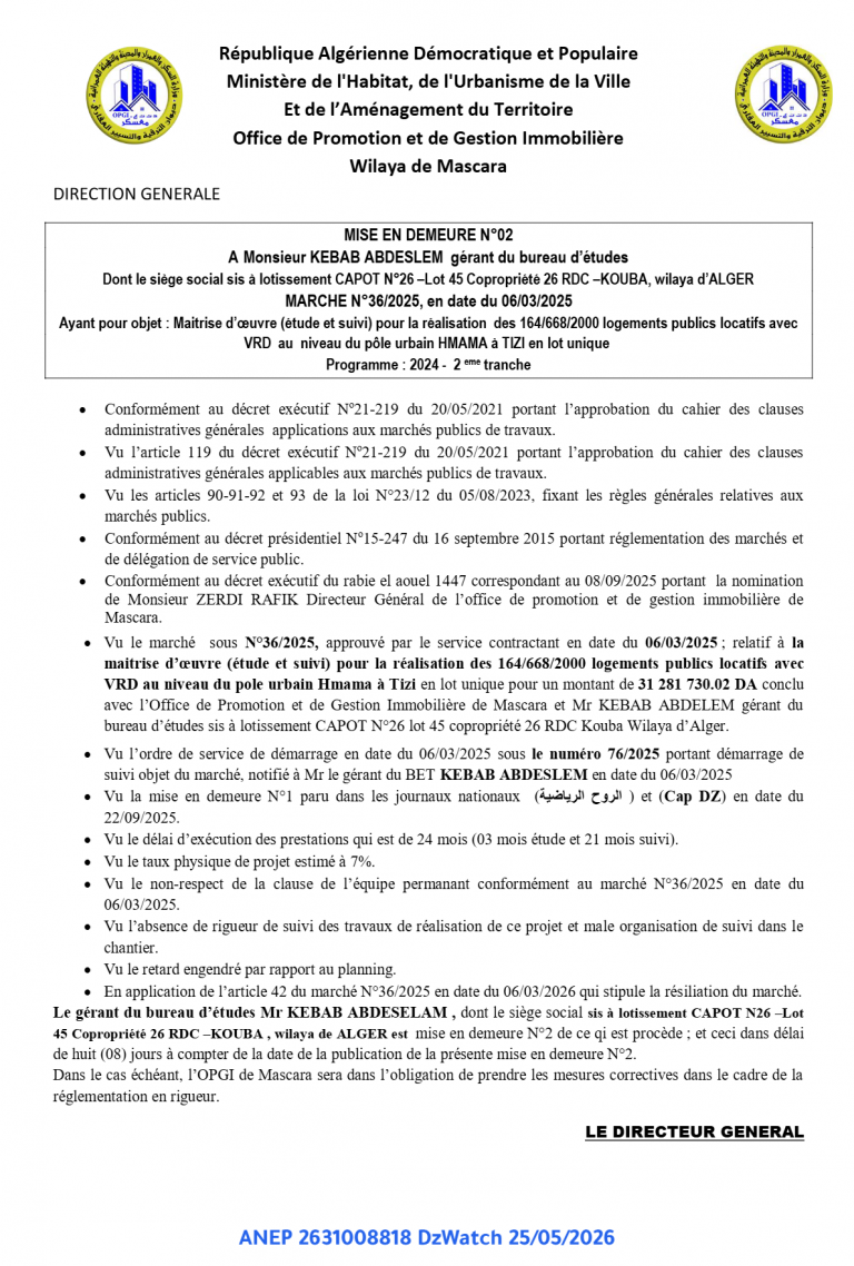 MISE EN DEMEURE N°02