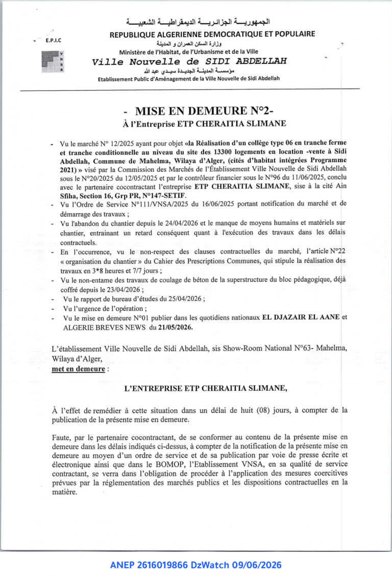 MISE EN DEMEURE N°2
