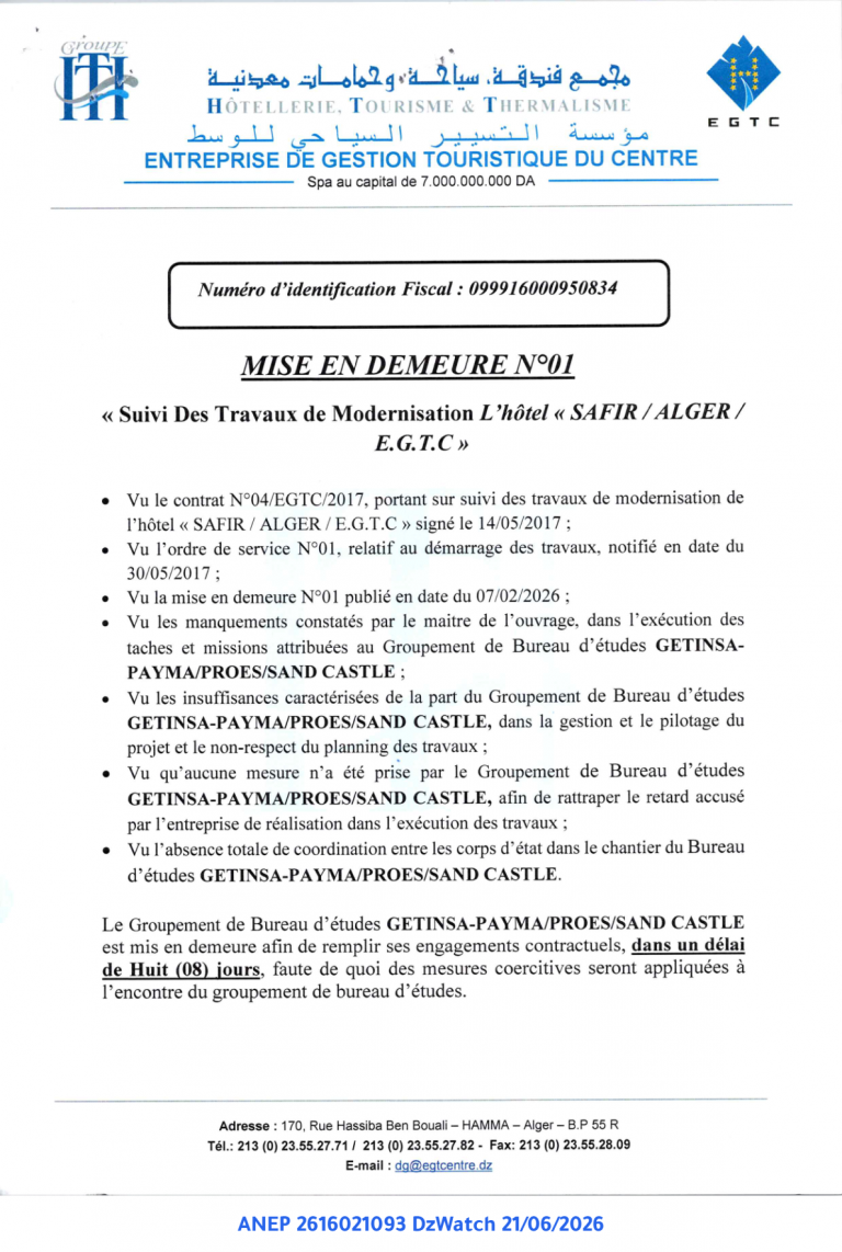 MISE EN DEMEURE N°01