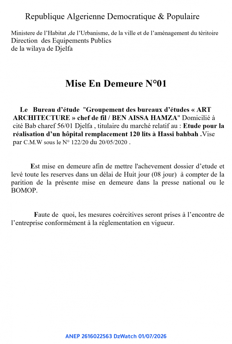 Mise En Demeure N°01