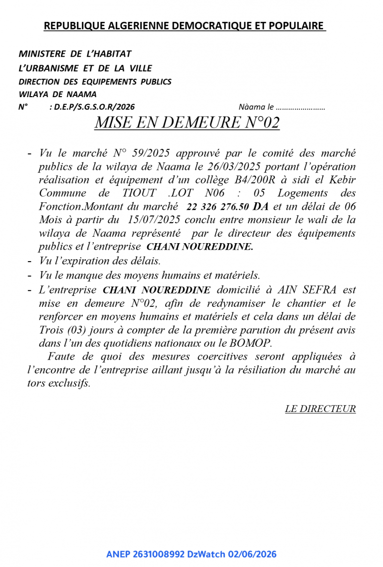 MISE EN DEMEURE N°02