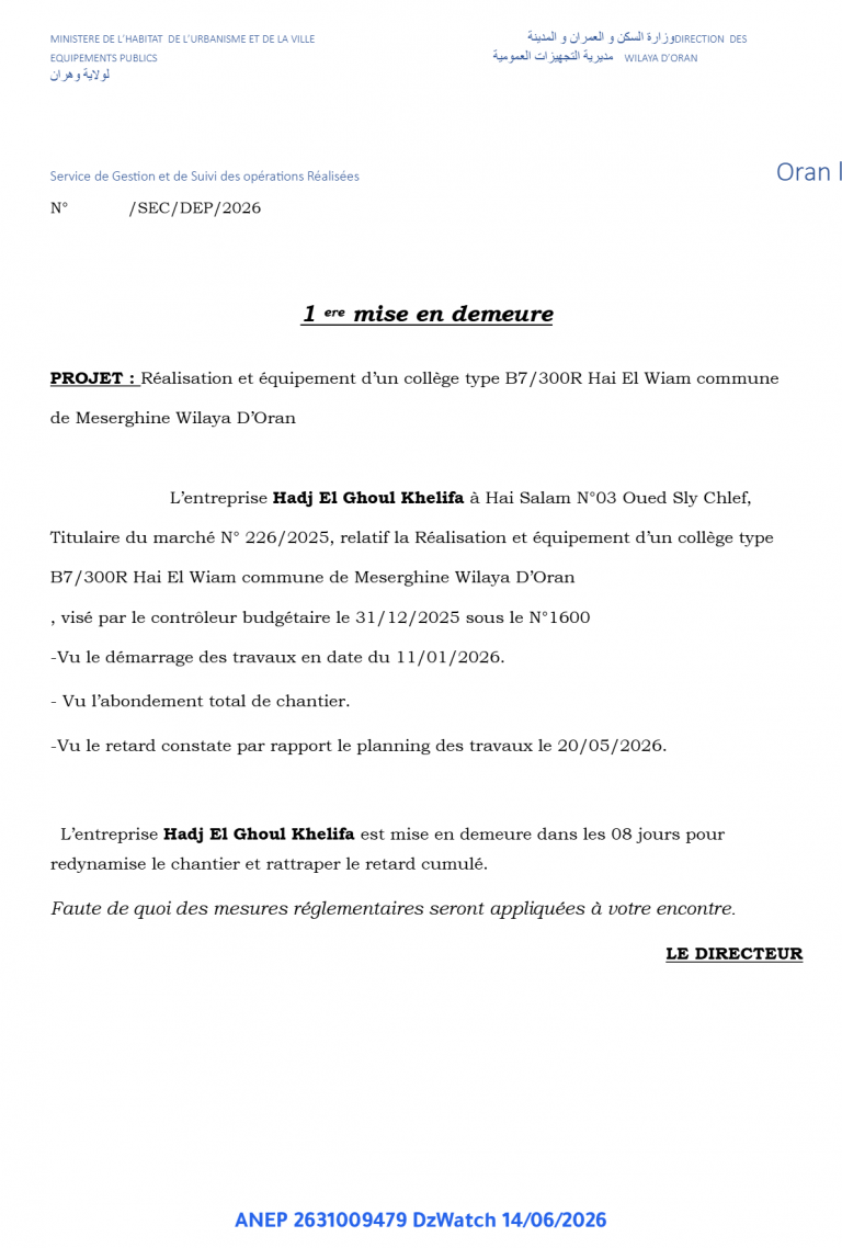 1 ere mise en demeure
