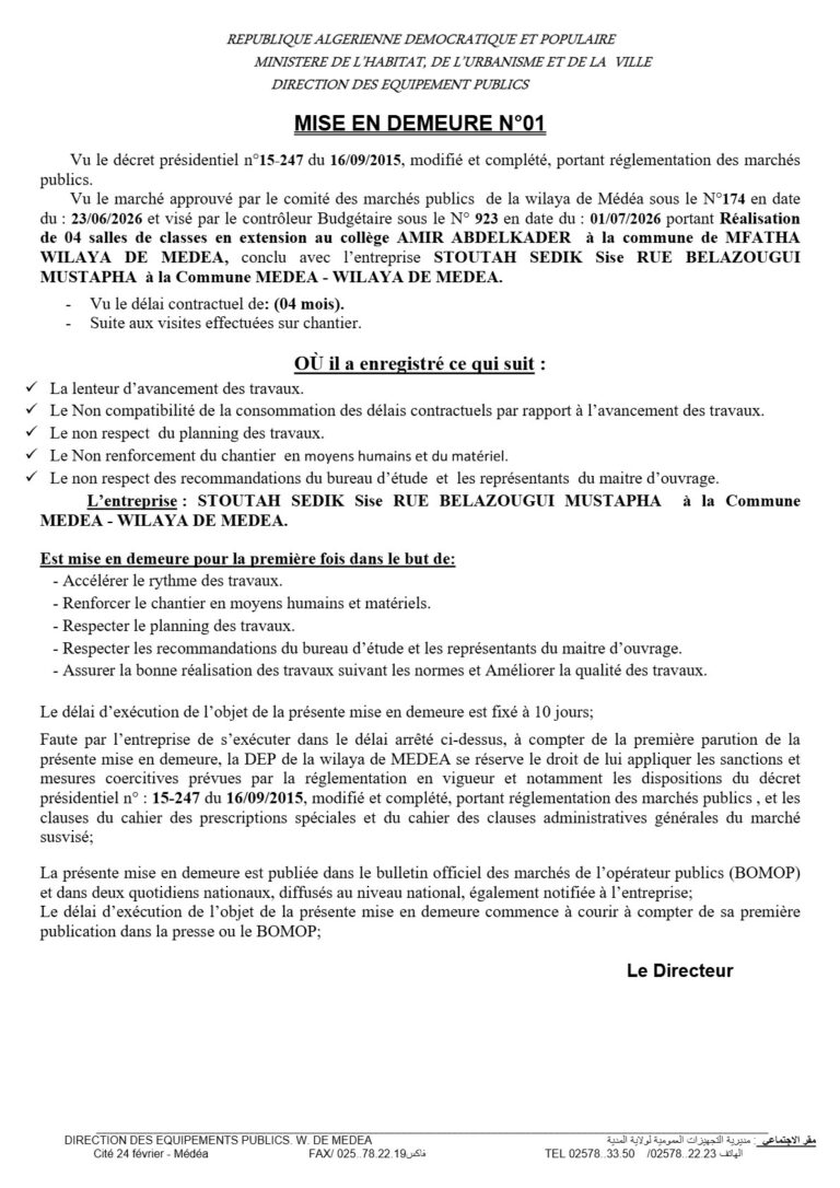 MISE EN DEMEURE