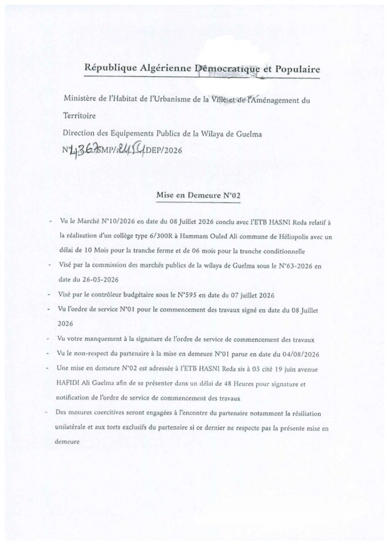 Mise en Demeure