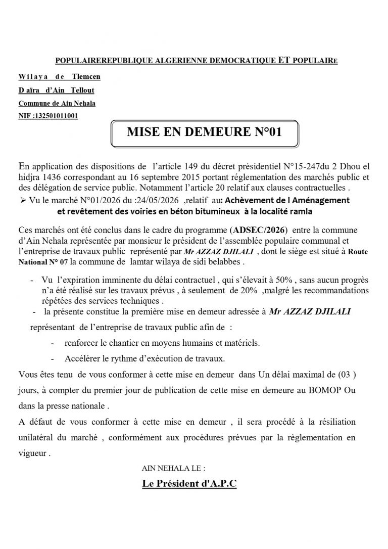 MISE EN DEMEURE