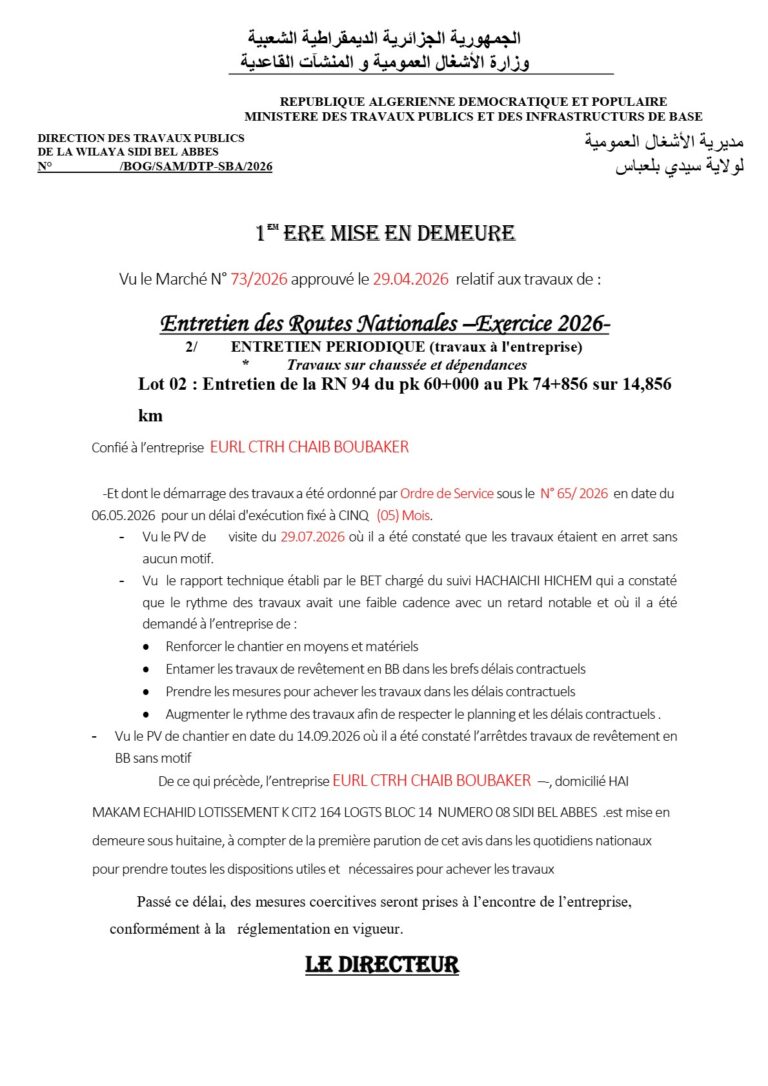 MISE EN DEMEURE
