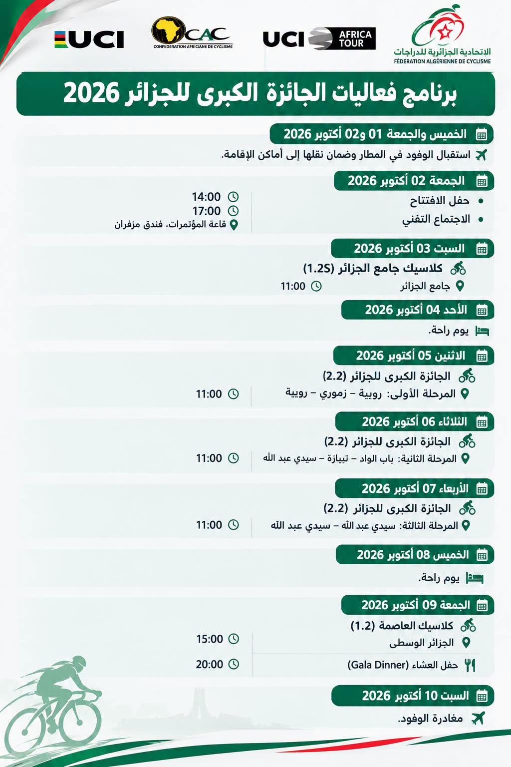 Grand Prix International Algiers Draws 20 Teams from 15 Nations